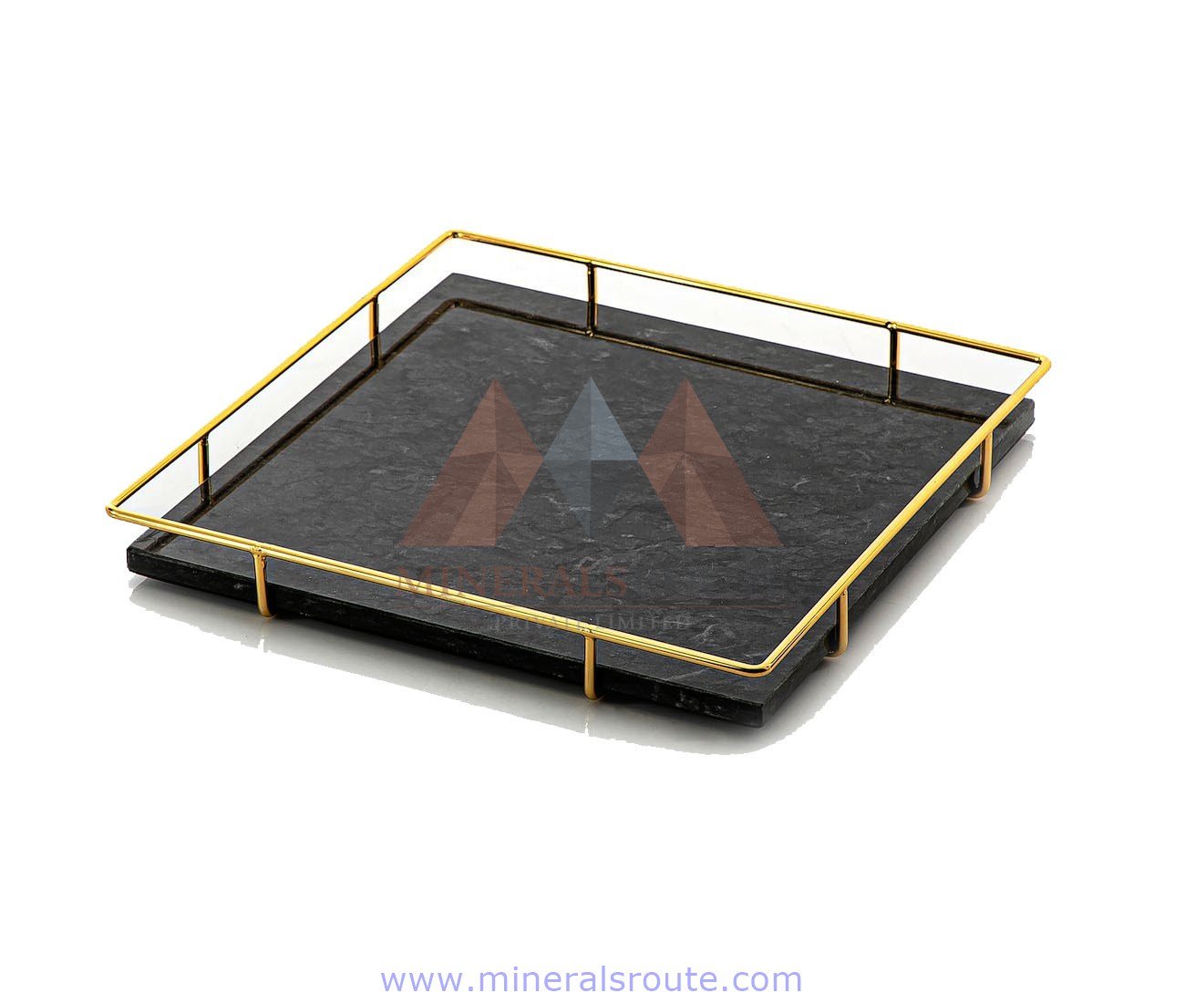 Black Marble Tray with Brass Handles 1