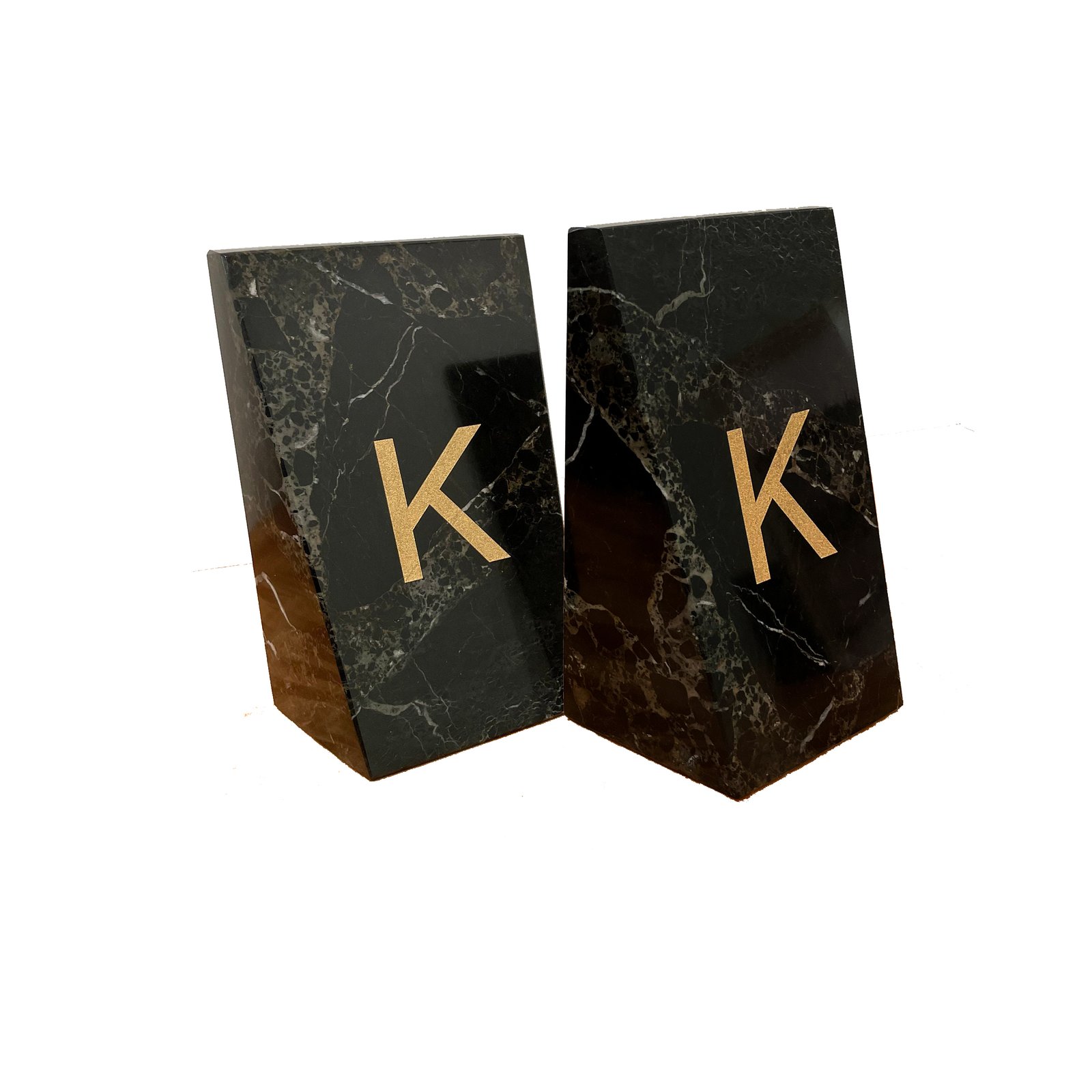 Black Zebra Marble Bookends with Alphabats